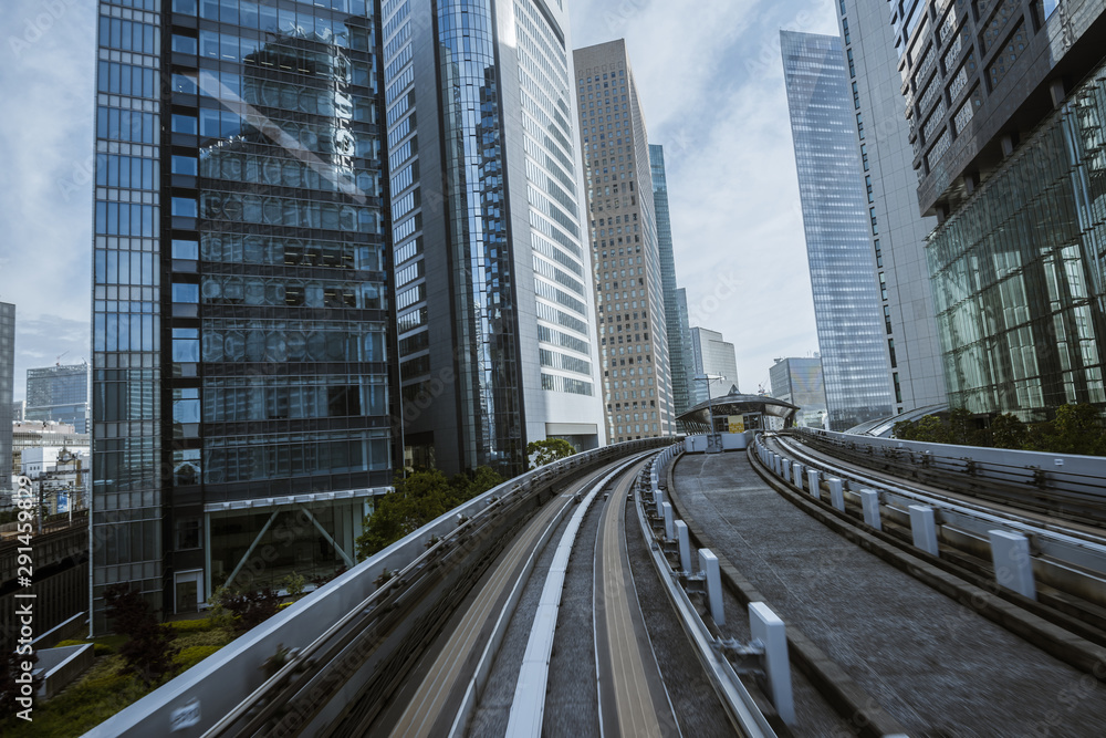 Fototapeta premium Cityscape from monorail sky train in Tokyo