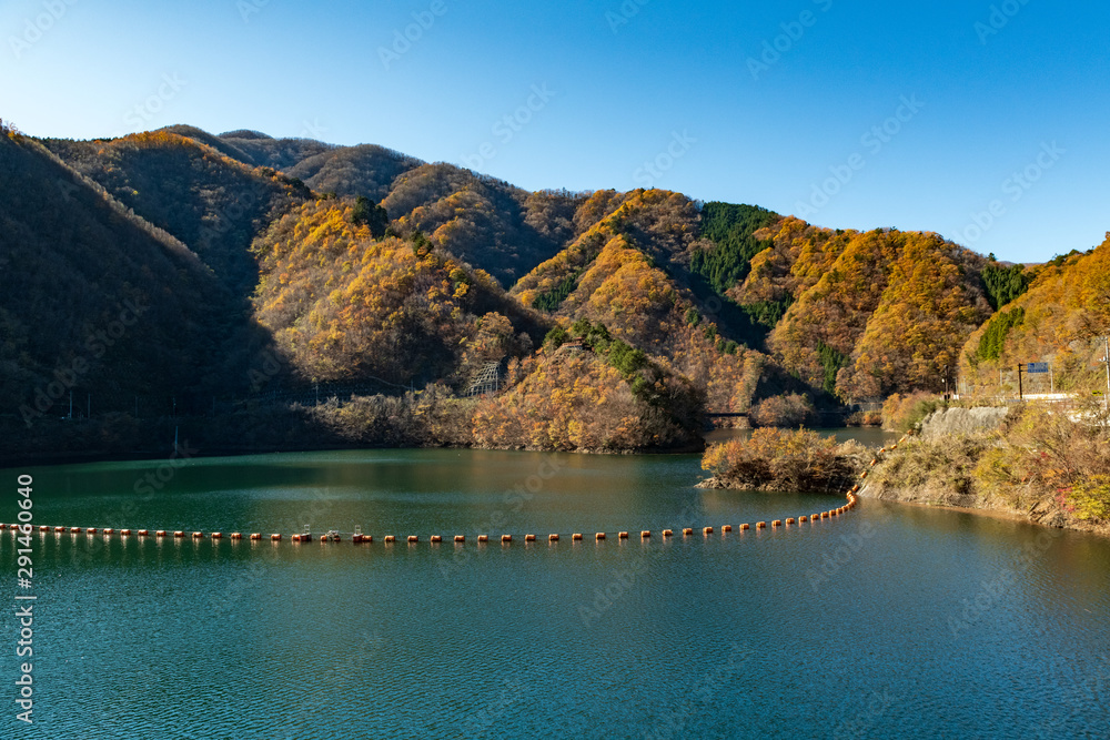 Beautiful unseen autumn color around arima dam in Saitama, Japan.