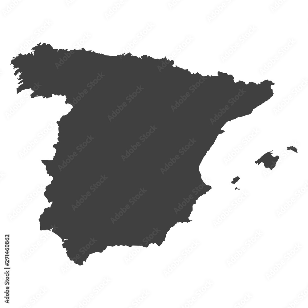 Spain map in black color on a white background