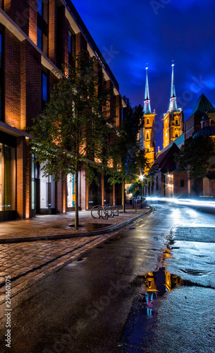 Evening view of the city. Wroclaw, Poland.