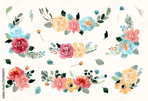 pretty flower arrangement watercolor collection