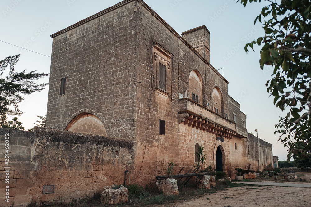 PUGLIA / ITALY -  AUGUST 2019: A beautiful ancient farmhouse in the countryside