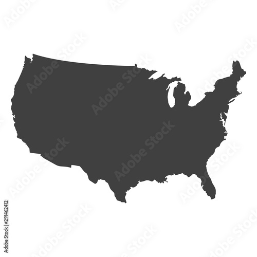USA map in black color on a white background