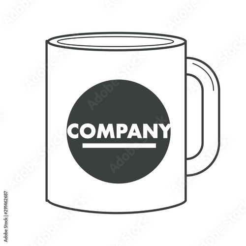 Business corporate identity on souvenir cup or mug isolated object