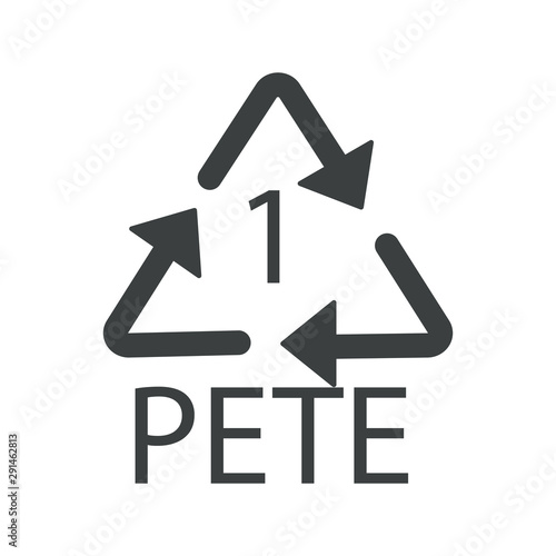 Plastic recycling code, 1 PETE recycle symbol, isolated icon