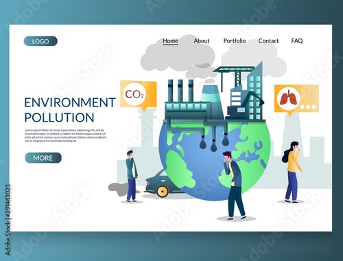 Environment pollution vector website landing page design template