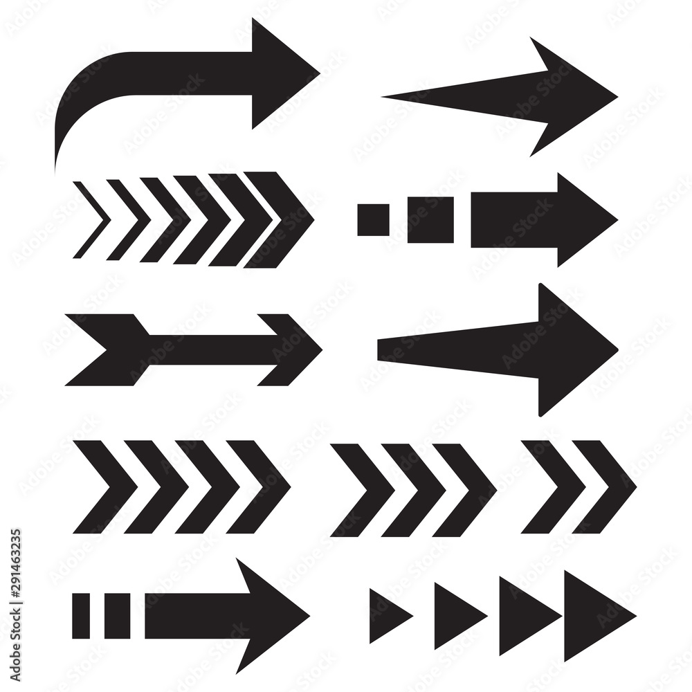 Set of black arrows on a white background Set of black arrows on a white background