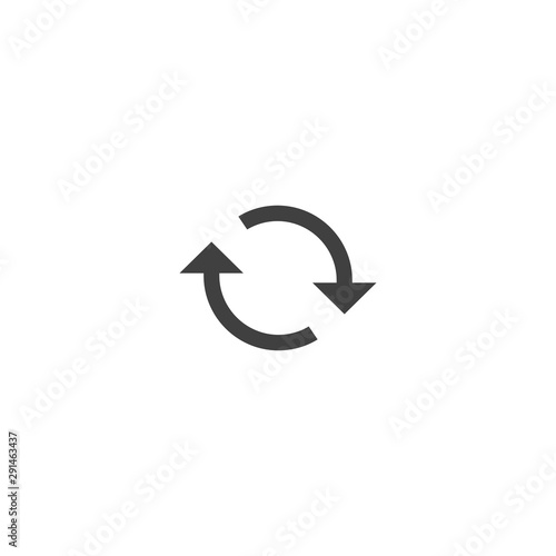 Refresh arrow icon in black color on a white background
