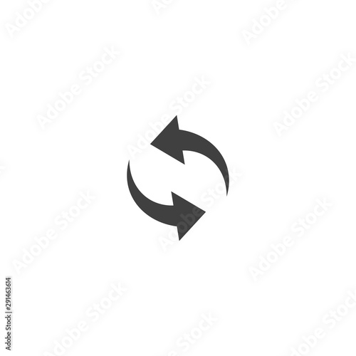 Refresh arrow icon in black color on a white background
