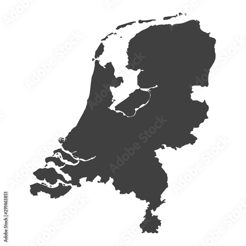 Netherlands map in black color on a white background