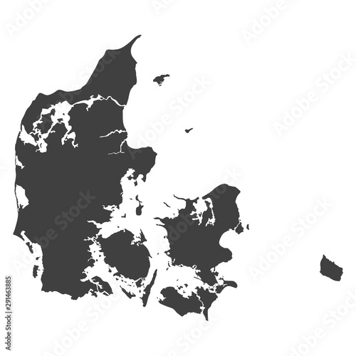 Obraz na plátne Denmark map in black color on a white background
