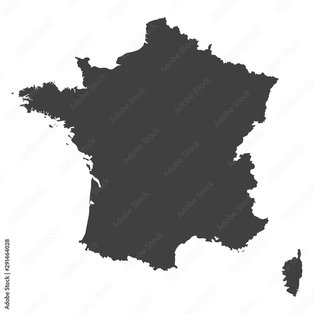 France map in black color on a white background