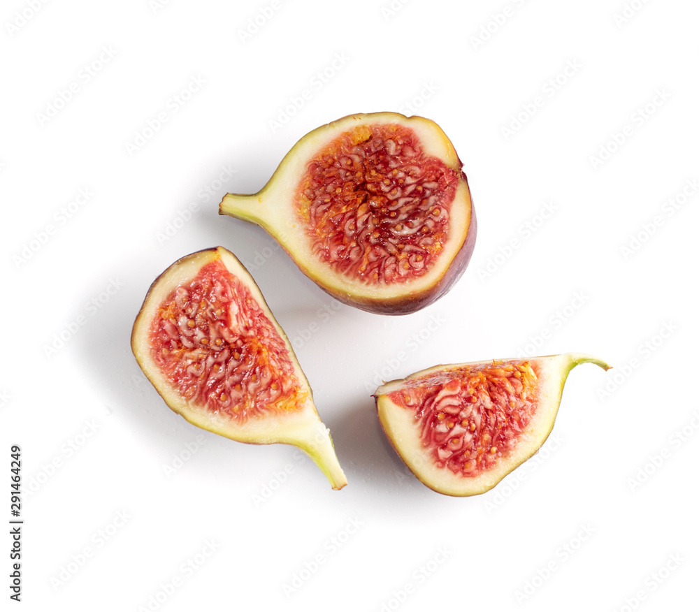 Fresh cut fig fruit isolated on white background Fresh cut fig fruit isolated on white background