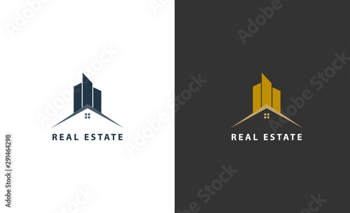 Real estate and abstract logo isolated.  City vector image