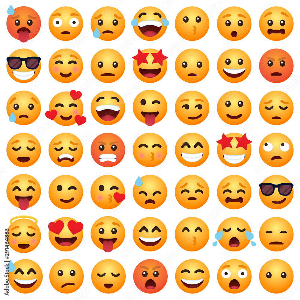 Set of emoticon cartoon emojis smile for social media Set of emoticon cartoon emojis smile for social media