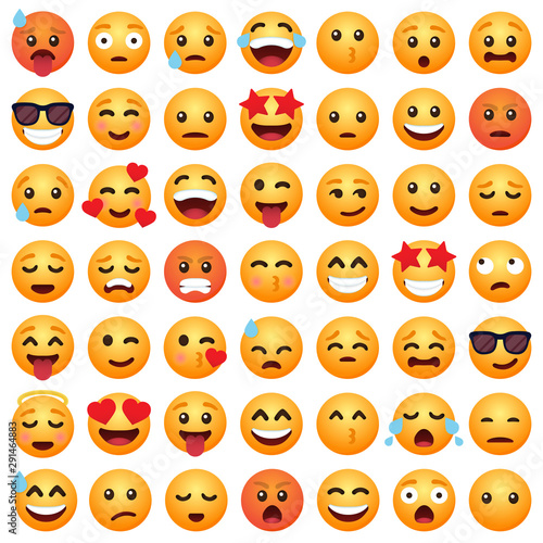 Set of emoticon cartoon emojis smile for social media