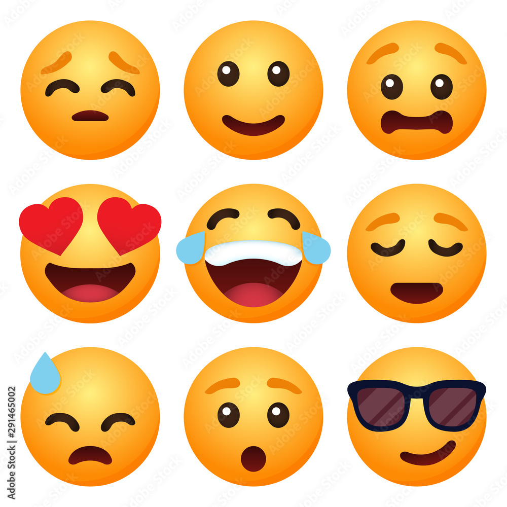 Set of emoticon cartoon emojis smile for social media Stock Vector ...