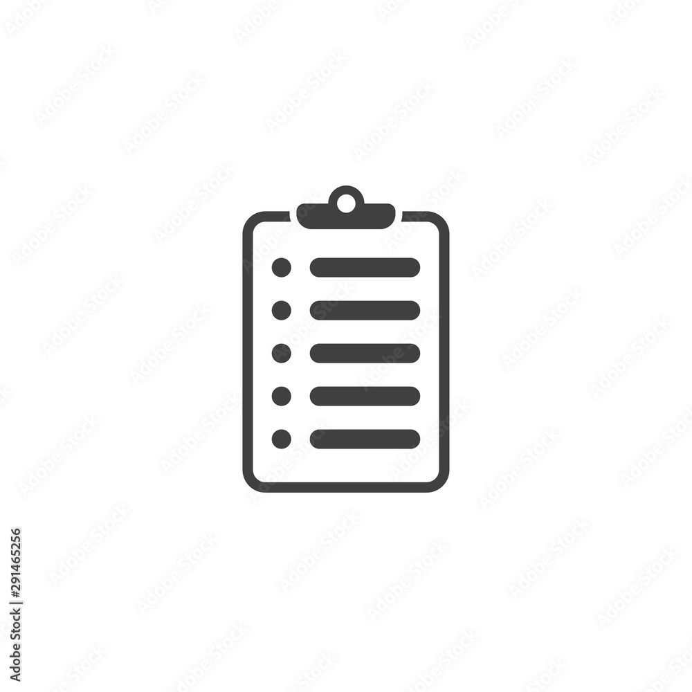 Fototapeta premium Clipboard with document icon in black color on a white background