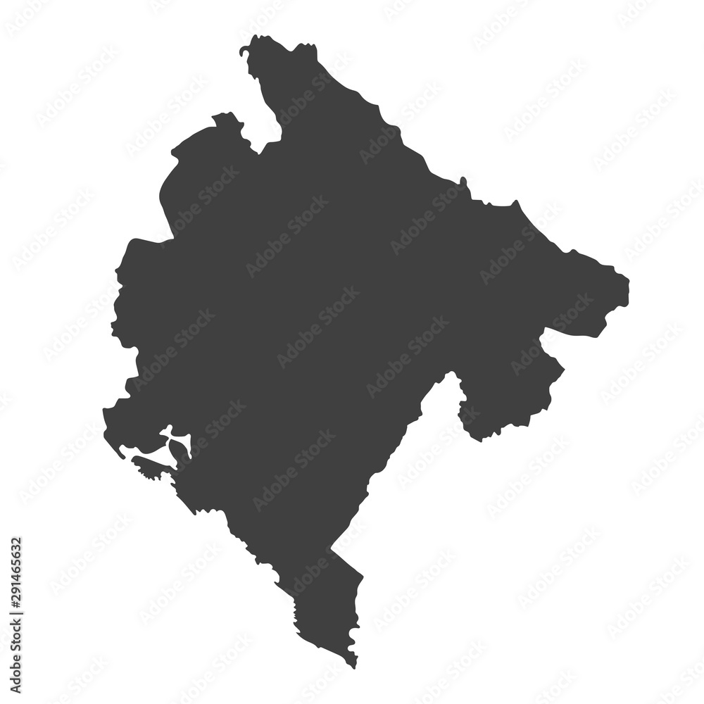 Montenegro map in black color on a white background Montenegro map in black color on a white background