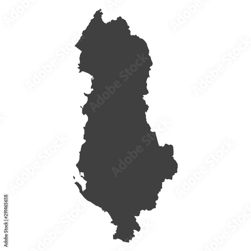 Albania map in black color on a white background