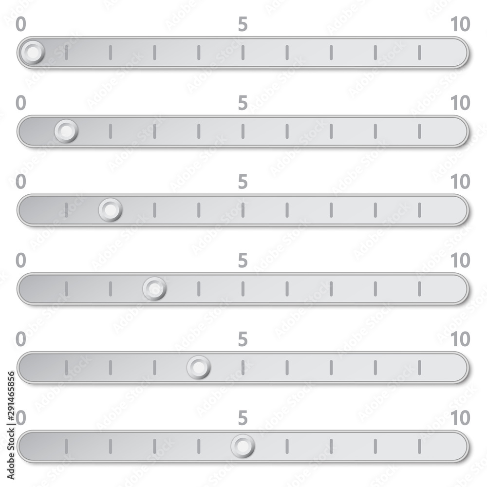 Set of horizontal slider Idicator of satisfaction customer. Feedback concept