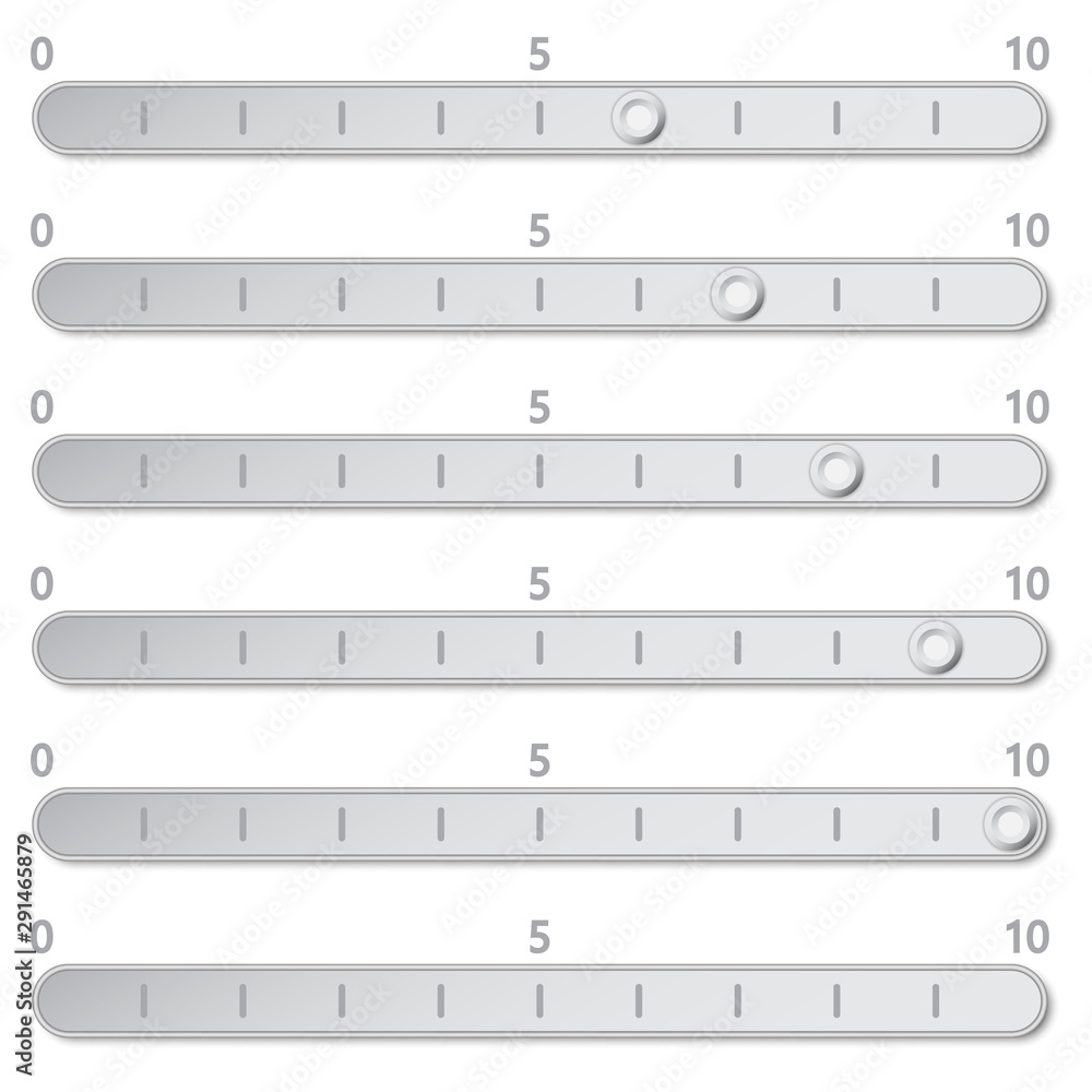 Set of horizontal slider Idicator of satisfaction customer. Feedback concept Set of horizontal slider Idicator of satisfaction customer. Feedback concept
