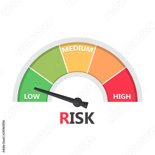 Gauge meter element with risk level in a flat design