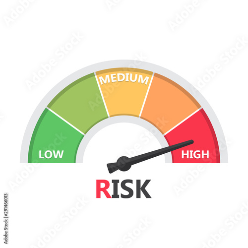 Gauge meter element with risk level in a flat design photo