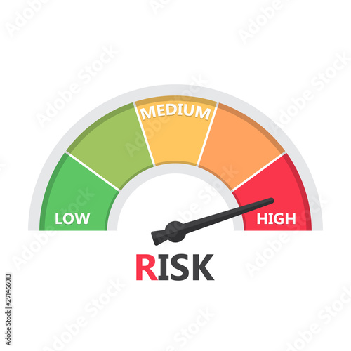 Gauge meter element with risk level in a flat design