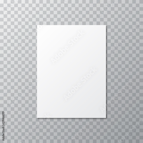 White blank mockup with shadow on a transparent background