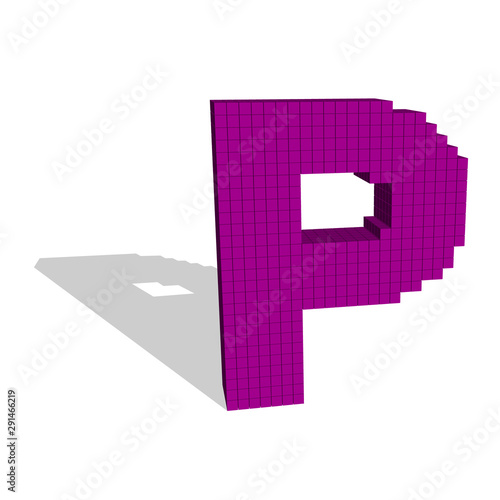 3d pixelated capital letter...