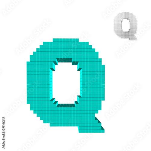 3d pixelated capital letter...