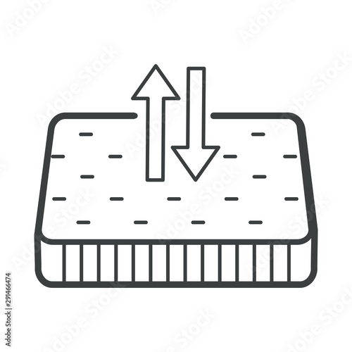 Ventilation system, orthopedic mattress and arrows, isolated icon