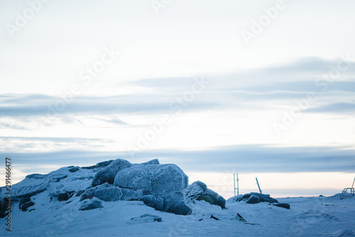 Winter mountains trip to snow-capped peaks