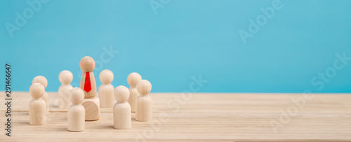 Successful businessman standing out from the crowd. Concept is the  leadership and team victory in business.