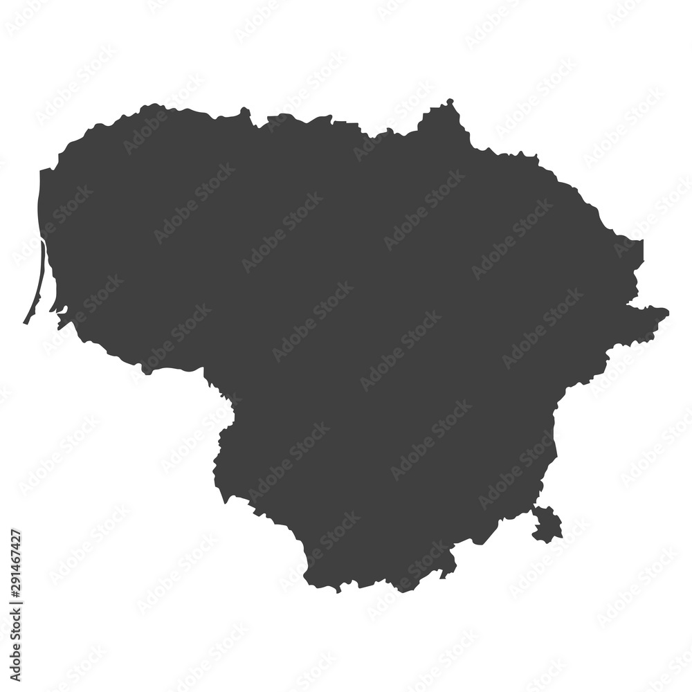Lithuania map in black color on a white background