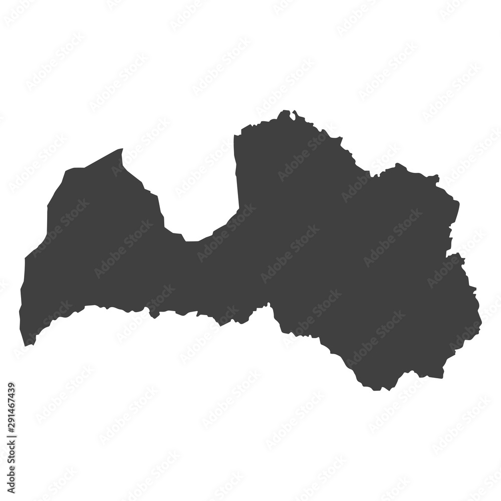 Latvia map in black color on a white background