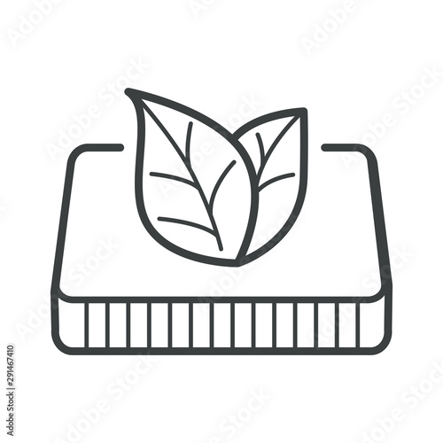 Organic materials mattress isolated linear icon, ecological bedding