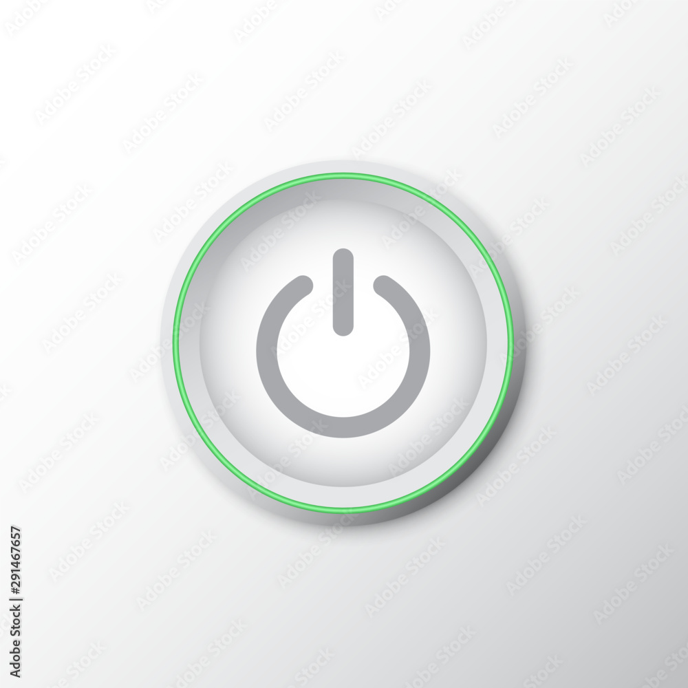 Power button with green line and shadow Power button with green line and shadow