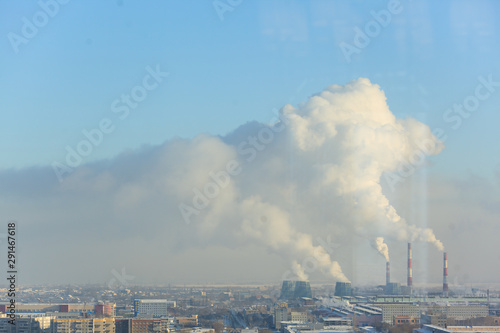 Industrial city, smoke from the chimneys
