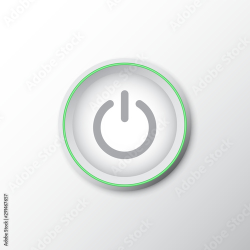Power button with green line and shadow