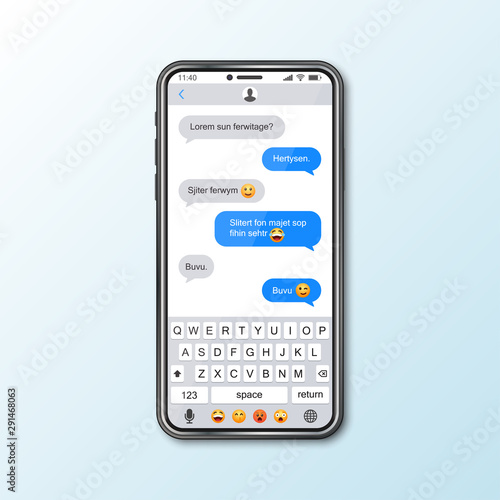 Mockup with smartphone with messenger window for social media
