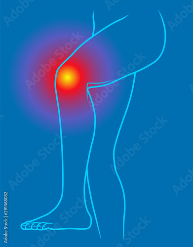 Knee pain line illustration