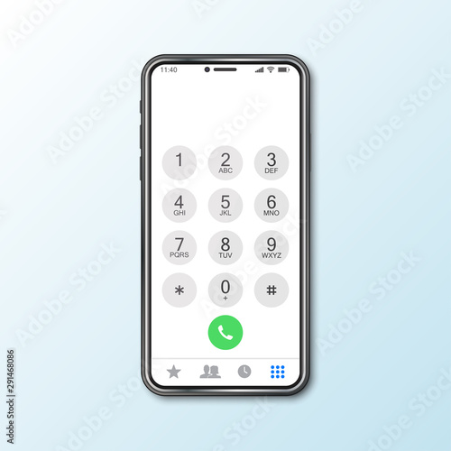 Mockup with smartphone with keypad for call
