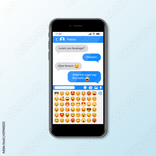 Mockup with smartphone with messenger window for social media