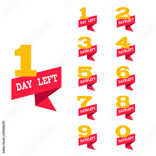 Days left to go red banners collection ribbon sale, landing page set eps 10