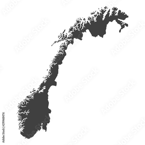Norway map in black color on a white background
