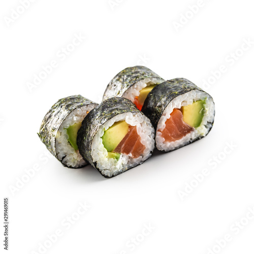Sushi Maki different types isolated on white background
