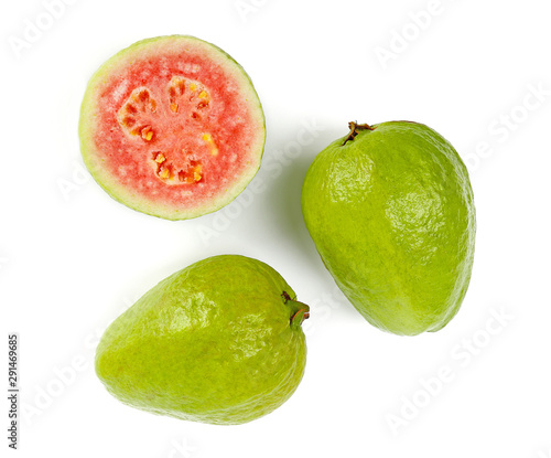 Fresh red guava isolated on white background.