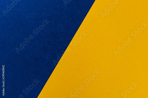 Texture paper yellow and blue. Background image. Minimalism, flat lay, place for text.